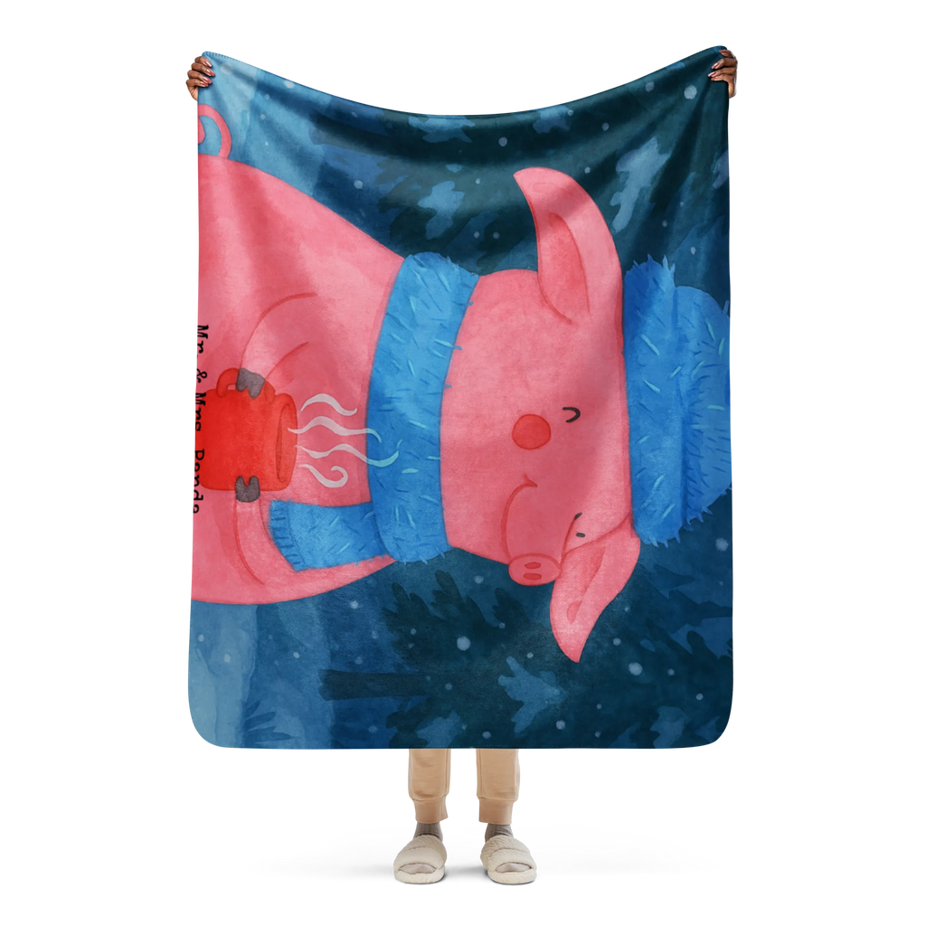 Sherpa Kuscheldecke Schweinchen Glühwein Design Winter, Weihnachten, Weihnachtsdeko, Nikolaus, Advent, Heiligabend, Wintermotiv, Betrunken, Spruch, Weihnachtsmarkt, Glühwein