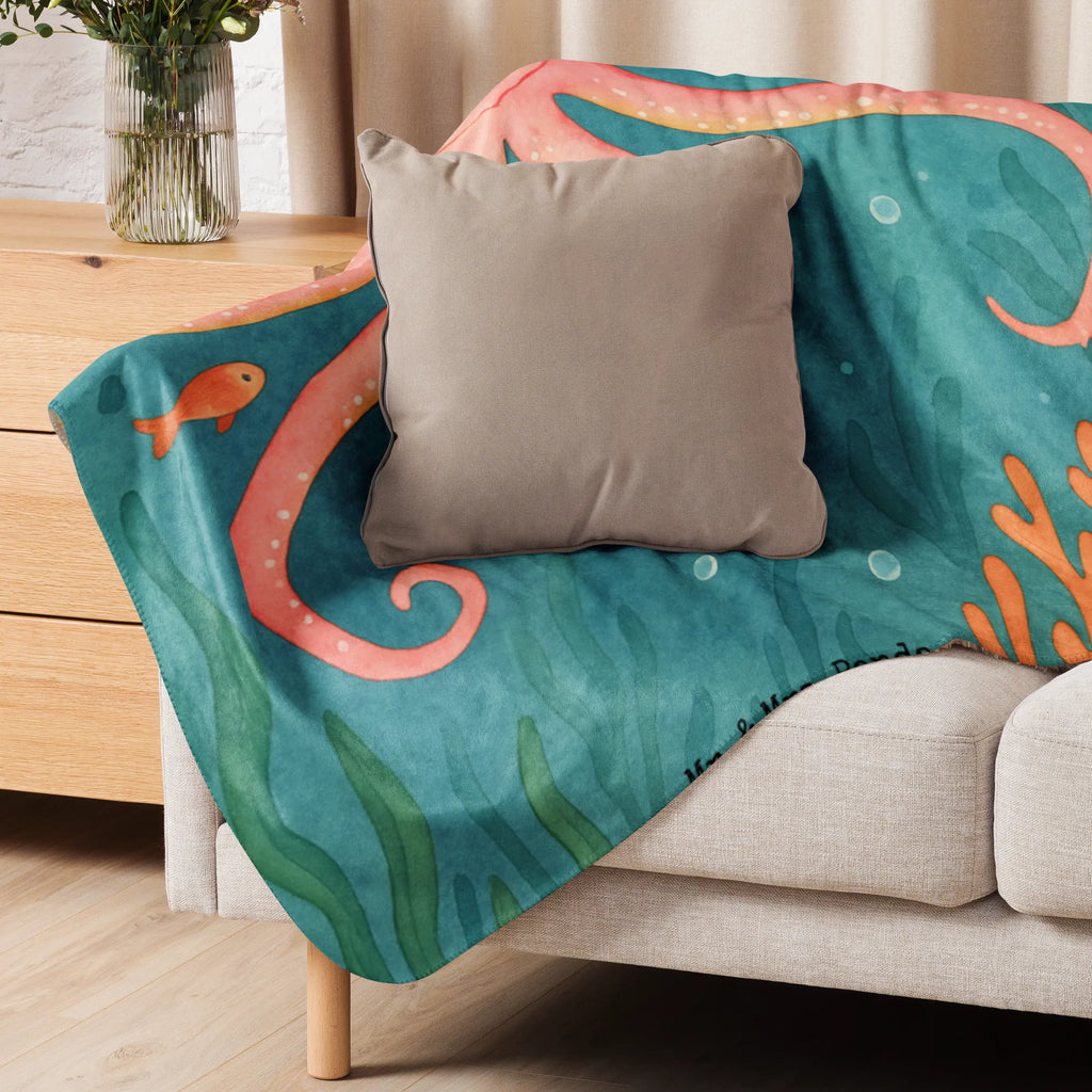 Sherpa Kuscheldecke Tintenfisch Design Tiermotive, Gute Laune, lustige Sprüche, Tiere, Meerestier, Tintenfisch, Arme, Wasser, Meer, Ozean, Krake