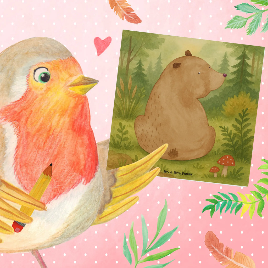 Deluxe Karte Bär Schulterblick Design Karte, Grußkarte, Klappkarte, Einladungskarte, Glückwunschkarte, Hochzeitskarte, Geburtstagskarte, Hochwertige Grußkarte, Hochwertige Klappkarte, Bär, Teddy, Teddybär, Selbstachtung, Weltansicht, Motivation, Bären, Bärenliebe, Weisheit