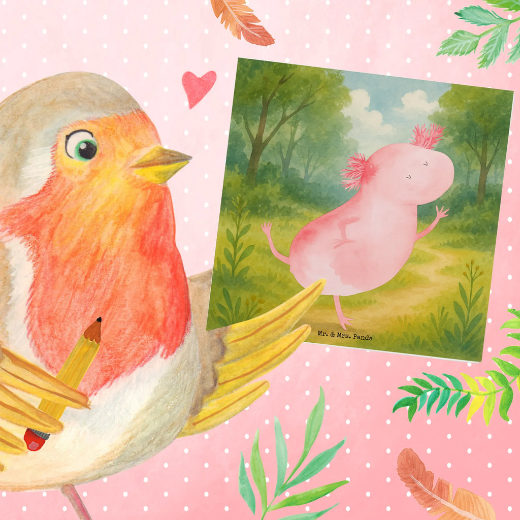 Deluxe Karte Axolotl Tanzen Design Karte, Grußkarte, Klappkarte, Einladungskarte, Glückwunschkarte, Hochzeitskarte, Geburtstagskarte, Hochwertige Grußkarte, Hochwertige Klappkarte, Axolotl, Molch, Axolot, Schwanzlurch, Lurch, Lurche, Dachschaden, Sterne, verrückt, Freundin, beste Freundin