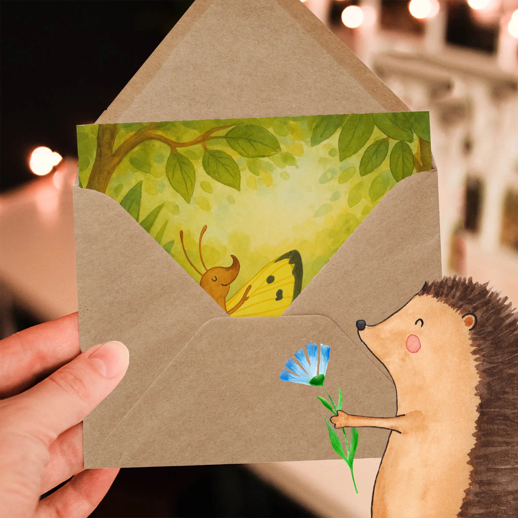 Deluxe Karte Raupe Schmetterling Design Karte, Grußkarte, Klappkarte, Einladungskarte, Glückwunschkarte, Hochzeitskarte, Geburtstagskarte, Hochwertige Grußkarte, Hochwertige Klappkarte, Tiermotive, Gute Laune, lustige Sprüche, Tiere, Raupe, Schmetterling, Zitronenfalter, Entwicklung, Erwachsen werden, Kokon, Hut, Hütchen, Schönheit, Aufwachsen