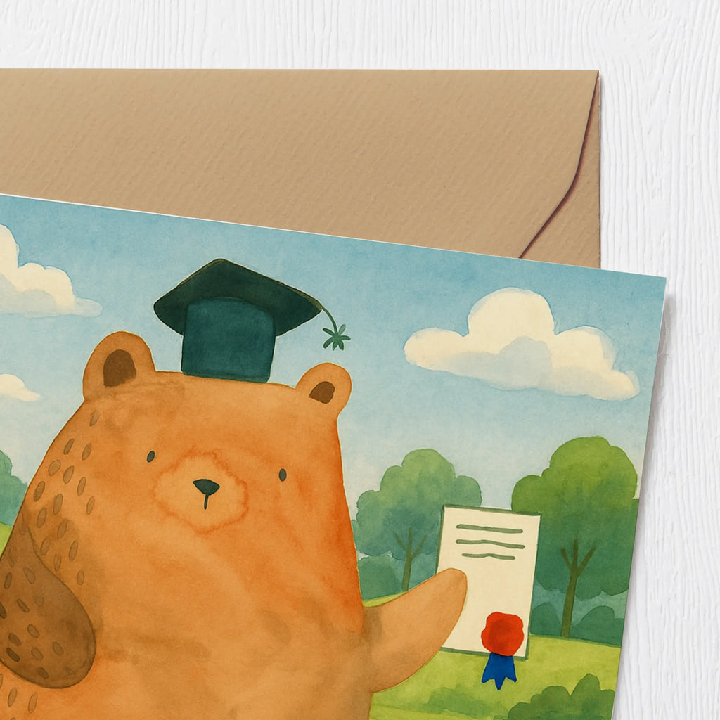 Deluxe Karte Bär Prüfung Design Karte, Grußkarte, Klappkarte, Einladungskarte, Glückwunschkarte, Hochzeitskarte, Geburtstagskarte, Hochwertige Grußkarte, Hochwertige Klappkarte, Bär, Teddy, Teddybär, Abitur, Prüfungen, Prüfung bestanden, Abschluss, Zeugnis, Abschlusszeugnis