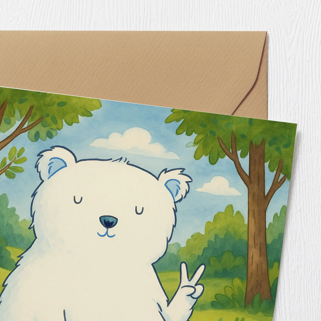 Deluxe Karte Eisbär Faul Design Karte, Grußkarte, Klappkarte, Einladungskarte, Glückwunschkarte, Hochzeitskarte, Geburtstagskarte, Hochwertige Grußkarte, Hochwertige Klappkarte, Bär, Teddy, Teddybär, Eisbär, Nordpol, Faul, Entspannen, Relaxen, Büro, Arbeit, Bürojob, Arbeitsplatz, Homeoffice