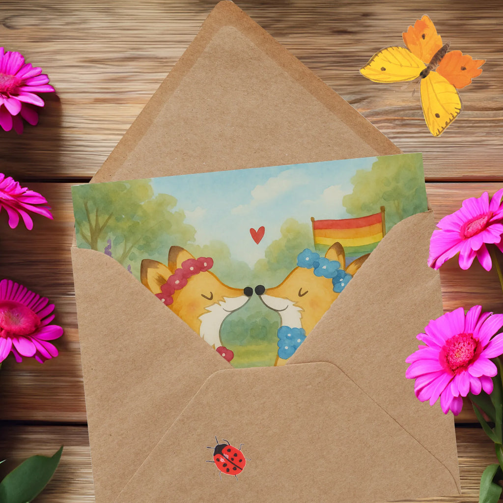 Deluxe Karte Füchse Lesbian Pride Design Karte, Grußkarte, Klappkarte, Einladungskarte, Glückwunschkarte, Hochzeitskarte, Geburtstagskarte, Hochwertige Grußkarte, Hochwertige Klappkarte, Hochzeit, Hochzeitsgeschenk, Ehe, Hochzeitsfeier, Trauung, Trauungsgeschenk, Verlobungsfeier, Verlobungsgeschenk, Hochzeitsgeschenkideen, Hochzeitsgeschenke für Brautpaar