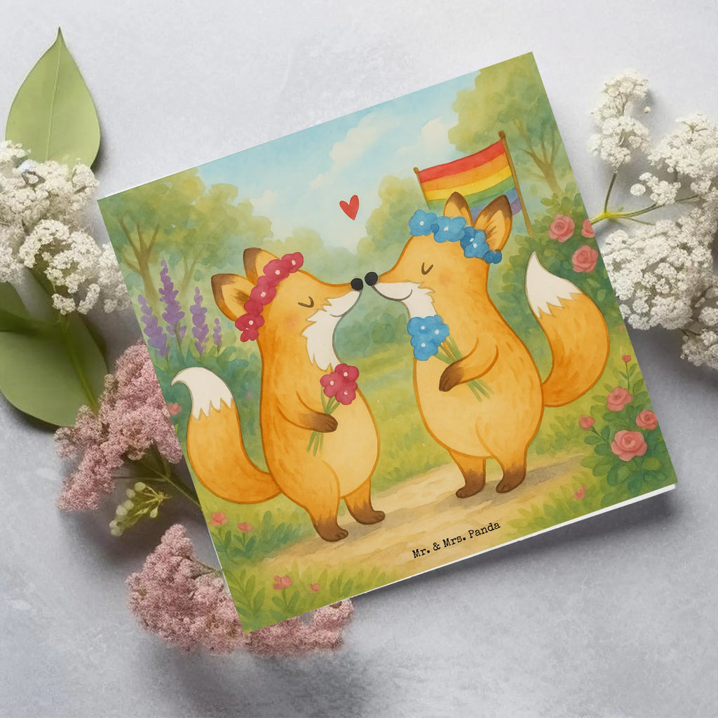 Deluxe Karte Füchse Lesbian Pride Design Karte, Grußkarte, Klappkarte, Einladungskarte, Glückwunschkarte, Hochzeitskarte, Geburtstagskarte, Hochwertige Grußkarte, Hochwertige Klappkarte, Hochzeit, Hochzeitsgeschenk, Ehe, Hochzeitsfeier, Trauung, Trauungsgeschenk, Verlobungsfeier, Verlobungsgeschenk, Hochzeitsgeschenkideen, Hochzeitsgeschenke für Brautpaar