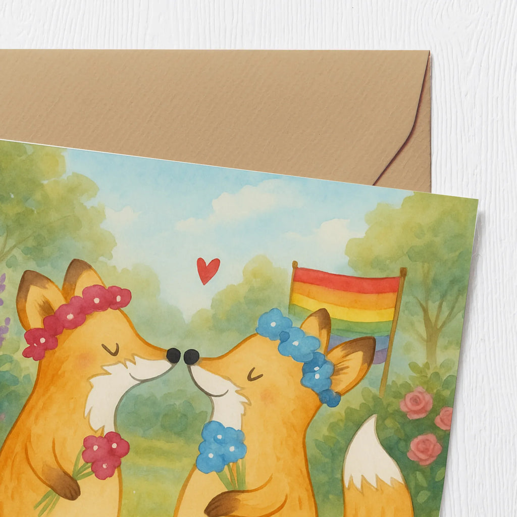 Deluxe Karte Füchse Lesbian Pride Design Karte, Grußkarte, Klappkarte, Einladungskarte, Glückwunschkarte, Hochzeitskarte, Geburtstagskarte, Hochwertige Grußkarte, Hochwertige Klappkarte, Hochzeit, Hochzeitsgeschenk, Ehe, Hochzeitsfeier, Trauung, Trauungsgeschenk, Verlobungsfeier, Verlobungsgeschenk, Hochzeitsgeschenkideen, Hochzeitsgeschenke für Brautpaar