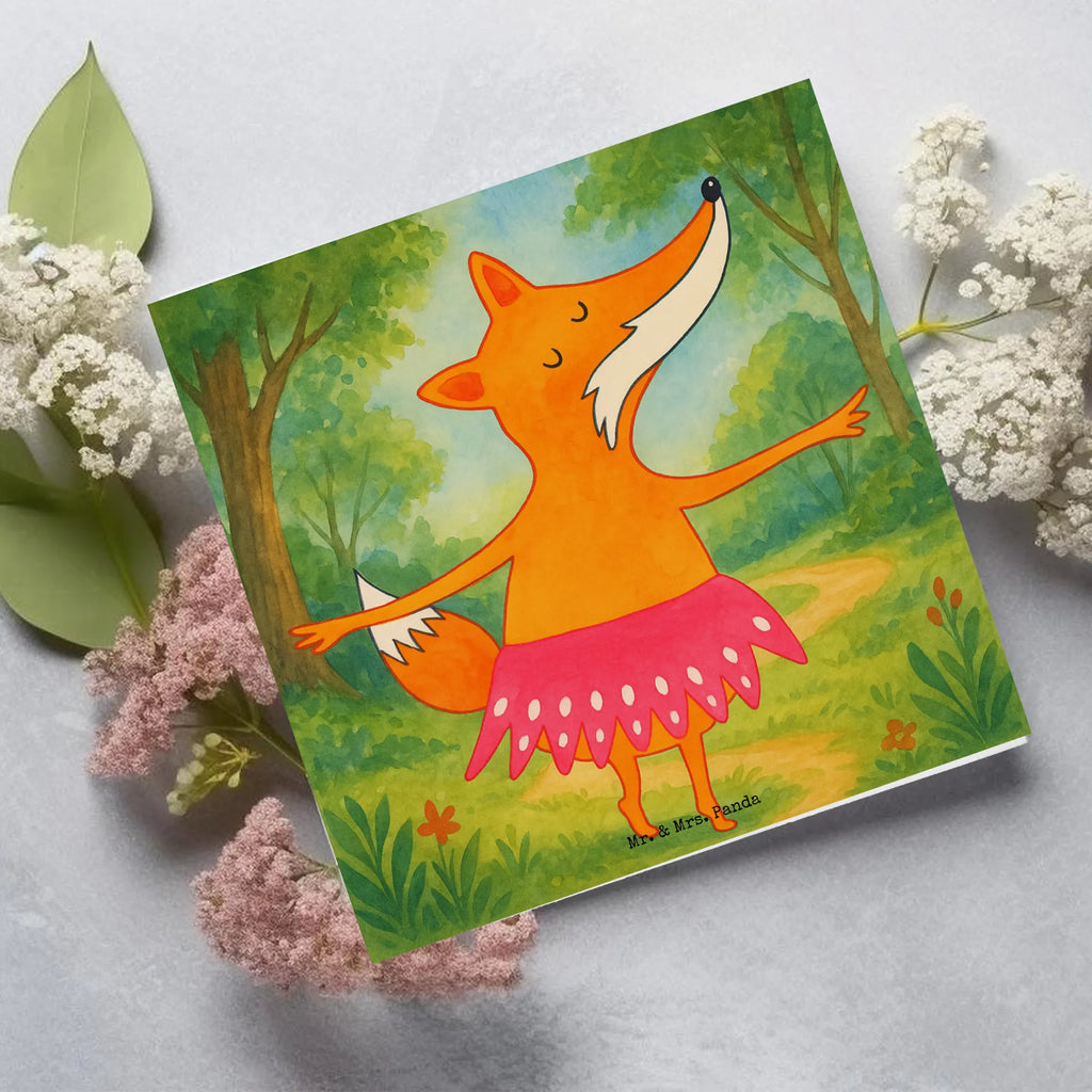 Deluxe Karte Fuchs Ballerina Design Karte, Grußkarte, Klappkarte, Einladungskarte, Glückwunschkarte, Hochzeitskarte, Geburtstagskarte, Hochwertige Grußkarte, Hochwertige Klappkarte, Fuchs, Fuchs Spruch, Füchse, Füchsin, Ballerina, Ballett, Tänzerin, Tanzen, Party, Einladung, Geburtstag