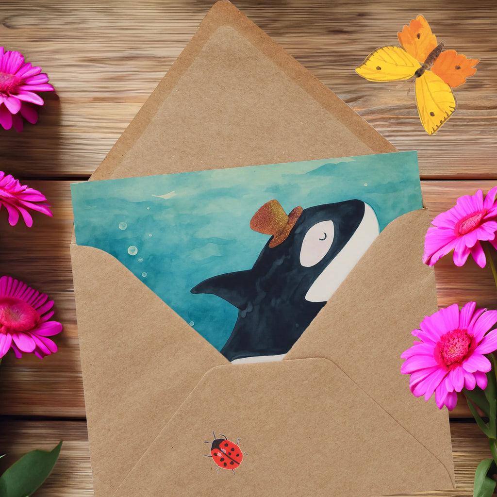 Deluxe Karte Orca Zylinder Design Karte, Grußkarte, Klappkarte, Einladungskarte, Glückwunschkarte, Hochzeitskarte, Geburtstagskarte, Hochwertige Grußkarte, Hochwertige Klappkarte, Meerestiere, Meer, Urlaub, Narwal, Glitter, Konfetti, Glitzer, Geburtstag, Feier, Fete, Fest, Glückwunsch, Orca