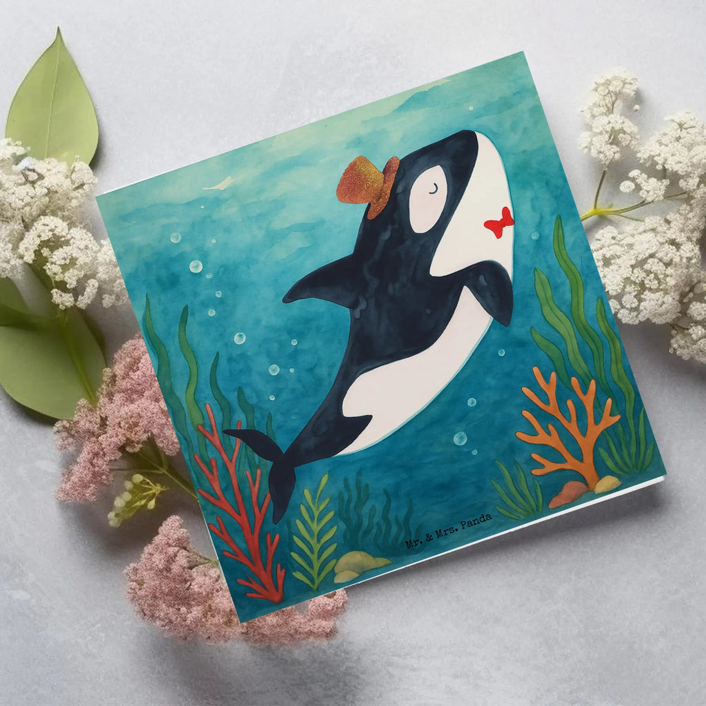 Deluxe Karte Orca Zylinder Design Karte, Grußkarte, Klappkarte, Einladungskarte, Glückwunschkarte, Hochzeitskarte, Geburtstagskarte, Hochwertige Grußkarte, Hochwertige Klappkarte, Meerestiere, Meer, Urlaub, Narwal, Glitter, Konfetti, Glitzer, Geburtstag, Feier, Fete, Fest, Glückwunsch, Orca