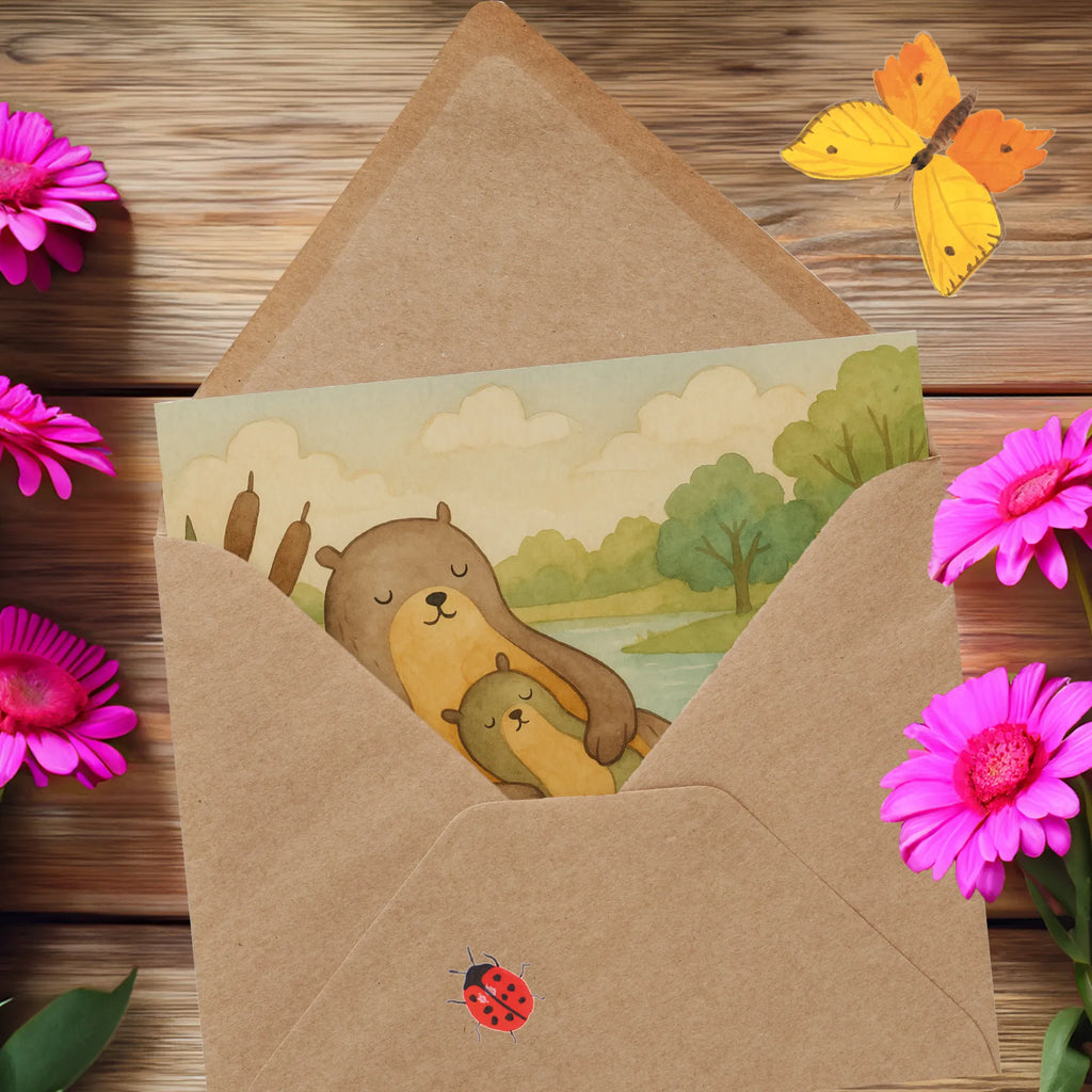 Deluxe Karte Otter Kind Design Karte, Grußkarte, Klappkarte, Einladungskarte, Glückwunschkarte, Hochzeitskarte, Geburtstagskarte, Hochwertige Grußkarte, Hochwertige Klappkarte, Otter, Fischotter, Seeotter, Otter Seeotter See Otter