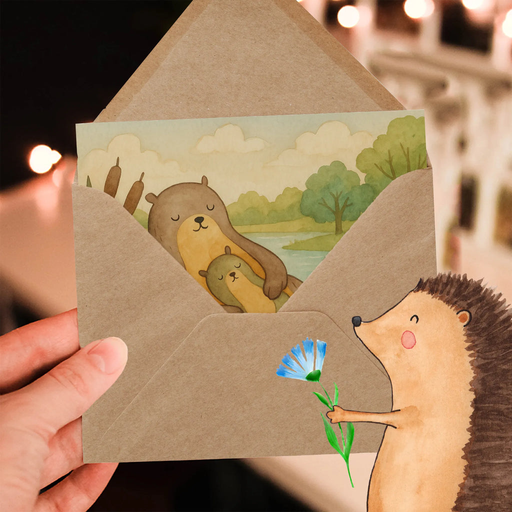 Deluxe Karte Otter Kind Design Karte, Grußkarte, Klappkarte, Einladungskarte, Glückwunschkarte, Hochzeitskarte, Geburtstagskarte, Hochwertige Grußkarte, Hochwertige Klappkarte, Otter, Fischotter, Seeotter, Otter Seeotter See Otter