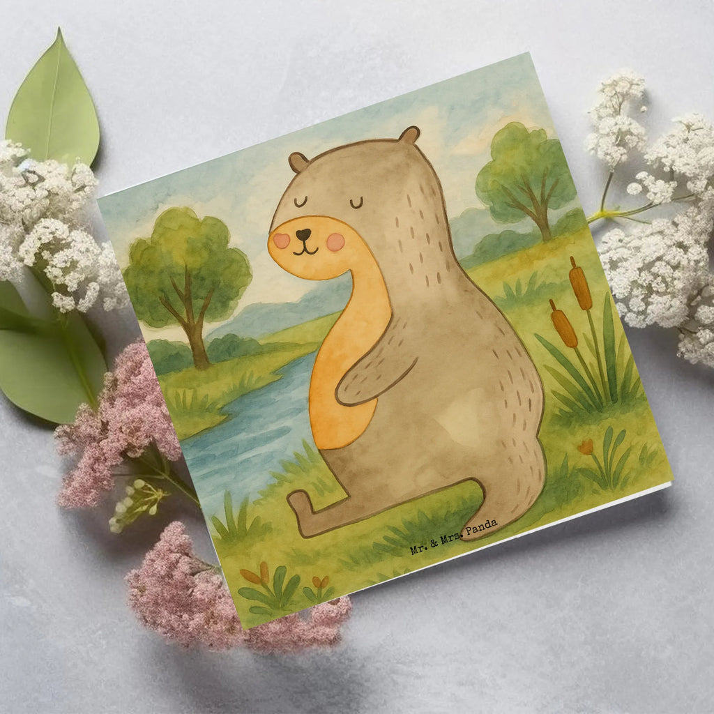 Deluxe Karte Otter Bauch Design Karte, Grußkarte, Klappkarte, Einladungskarte, Glückwunschkarte, Hochzeitskarte, Geburtstagskarte, Hochwertige Grußkarte, Hochwertige Klappkarte, Otter, Fischotter, Seeotter, Otter Seeotter See Otter