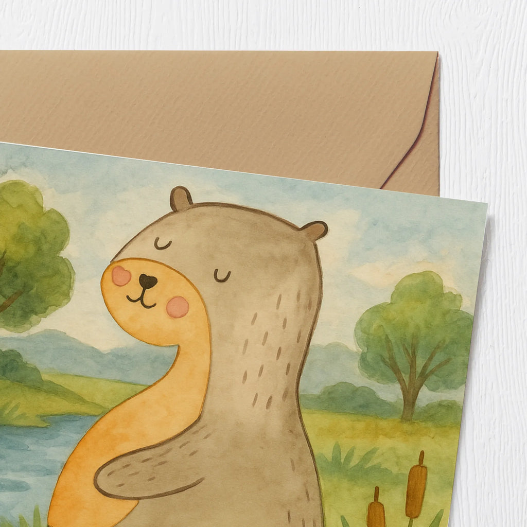 Deluxe Karte Otter Bauch Design Karte, Grußkarte, Klappkarte, Einladungskarte, Glückwunschkarte, Hochzeitskarte, Geburtstagskarte, Hochwertige Grußkarte, Hochwertige Klappkarte, Otter, Fischotter, Seeotter, Otter Seeotter See Otter