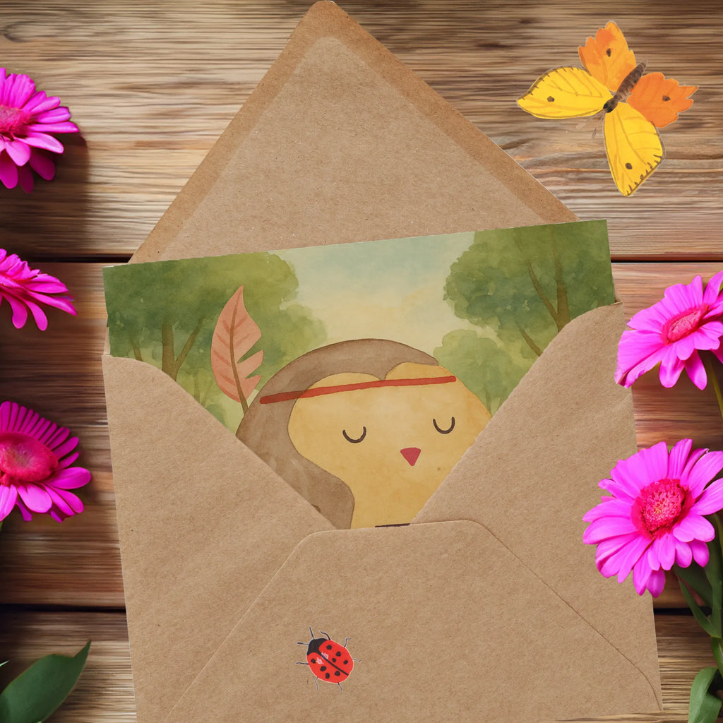 Deluxe Karte Eule Federschmuck Design Karte, Grußkarte, Klappkarte, Einladungskarte, Glückwunschkarte, Hochzeitskarte, Geburtstagskarte, Hochwertige Grußkarte, Hochwertige Klappkarte, Eule, Eule Deko, Owl, Das Leben ist ein Abenteuer, Reisespruch, Federschmuck, Dekoration