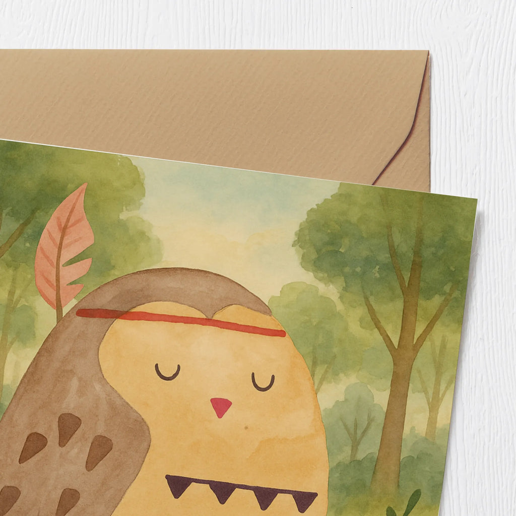 Deluxe Karte Eule Federschmuck Design Karte, Grußkarte, Klappkarte, Einladungskarte, Glückwunschkarte, Hochzeitskarte, Geburtstagskarte, Hochwertige Grußkarte, Hochwertige Klappkarte, Eule, Eule Deko, Owl, Das Leben ist ein Abenteuer, Reisespruch, Federschmuck, Dekoration