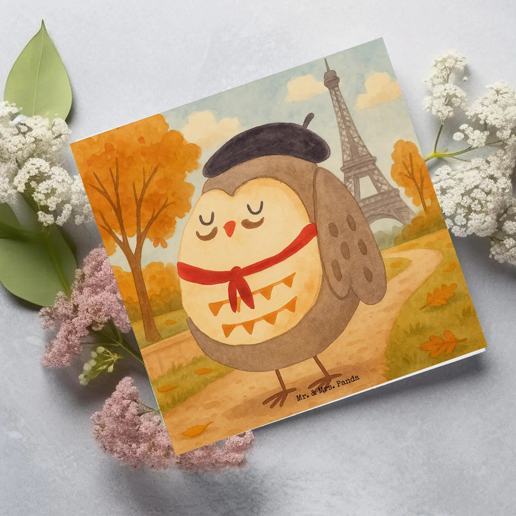 Deluxe Karte Eule Frankreich Design Karte, Grußkarte, Klappkarte, Einladungskarte, Glückwunschkarte, Hochzeitskarte, Geburtstagskarte, Hochwertige Grußkarte, Hochwertige Klappkarte, Eule, Eulen, Eule Deko, Owl, hibou, La vie est belle, das Leben ist schön, Spruch schön, Spruch Französisch, Frankreich