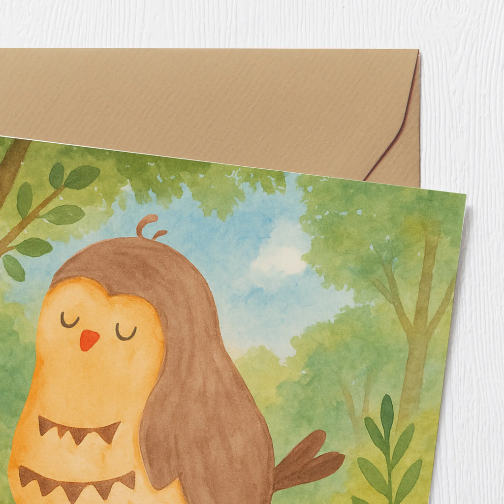 Deluxe Karte Eule Zufrieden Design Karte, Grußkarte, Klappkarte, Einladungskarte, Glückwunschkarte, Hochzeitskarte, Geburtstagskarte, Hochwertige Grußkarte, Hochwertige Klappkarte, Eule, Eule Spruch, Eule deko, Owl, Liebe Spruch, Romantisch, Wortspiel lustig, Spruch schön, Geschenk Hochzeitstag