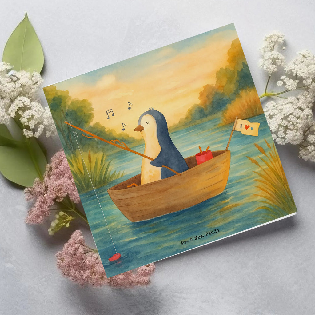Deluxe Karte Pinguin Angelboot Design Karte, Grußkarte, Klappkarte, Einladungskarte, Glückwunschkarte, Hochzeitskarte, Geburtstagskarte, Hochwertige Grußkarte, Hochwertige Klappkarte, Pinguin, Pinguine, Angeln, Boot, Angelboot, Lebenslust, Leben, genießen, Motivation, Neustart, Neuanfang, Trennung, Scheidung, Geschenkidee Liebeskummer