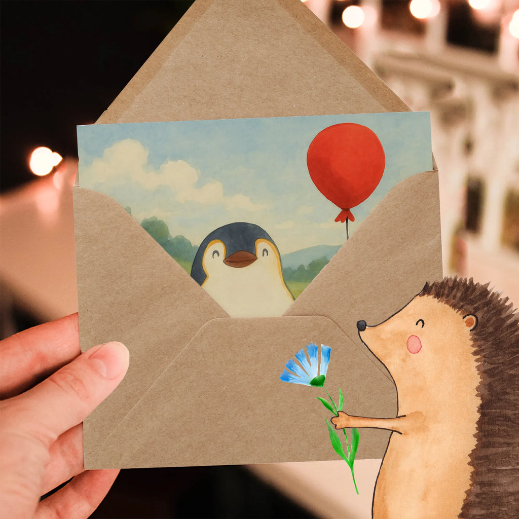 Deluxe Karte Pinguin Luftballon Design Karte, Grußkarte, Klappkarte, Einladungskarte, Glückwunschkarte, Hochzeitskarte, Geburtstagskarte, Hochwertige Grußkarte, Hochwertige Klappkarte, Pinguin, Pinguine, Luftballon, Tagträume, Lebenslust, Geschenk Freundin, Geschenkidee, beste Freundin, Motivation, Neustart, neues Leben, Liebe, Glück