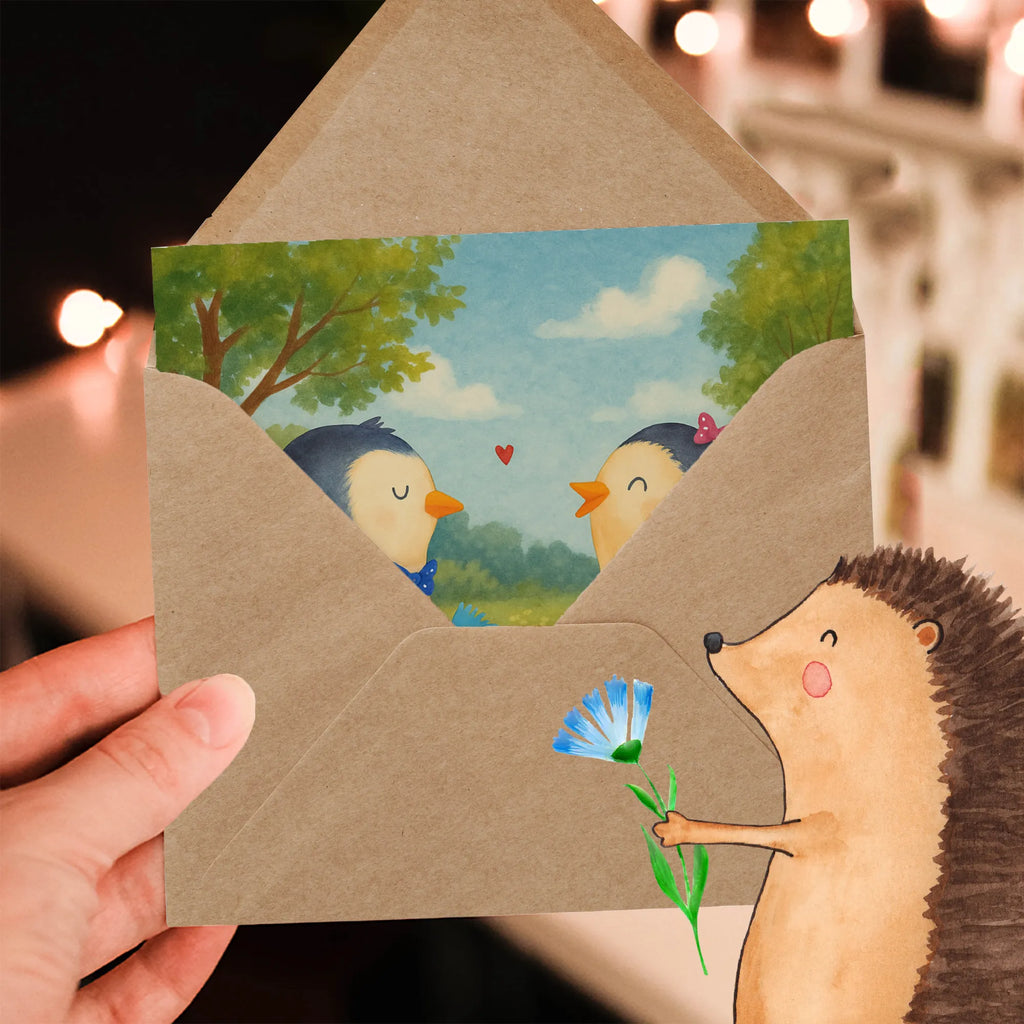 Deluxe Karte Pinguin Pärchen Design Karte, Grußkarte, Klappkarte, Einladungskarte, Glückwunschkarte, Hochzeitskarte, Geburtstagskarte, Hochwertige Grußkarte, Hochwertige Klappkarte, Pinguin, Pinguine, Liebe, Liebespaar, Liebesbeweis, Liebesgeschenk, Verlobung, Jahrestag, Hochzeitstag, Hochzeit, Hochzeitsgeschenk, große Liebe, Traumpaar