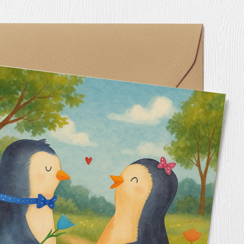 Deluxe Karte Pinguin Pärchen Design Karte, Grußkarte, Klappkarte, Einladungskarte, Glückwunschkarte, Hochzeitskarte, Geburtstagskarte, Hochwertige Grußkarte, Hochwertige Klappkarte, Pinguin, Pinguine, Liebe, Liebespaar, Liebesbeweis, Liebesgeschenk, Verlobung, Jahrestag, Hochzeitstag, Hochzeit, Hochzeitsgeschenk, große Liebe, Traumpaar