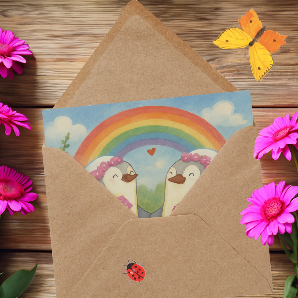 Deluxe Karte Pinguine Lesbian Pride Design Karte, Grußkarte, Klappkarte, Einladungskarte, Glückwunschkarte, Hochzeitskarte, Geburtstagskarte, Hochwertige Grußkarte, Hochwertige Klappkarte, Hochzeit, Hochzeitsgeschenk, Ehe, Hochzeitsfeier, Trauung, Trauungsgeschenk, Verlobungsfeier, Verlobungsgeschenk, Hochzeitsgeschenkideen, Hochzeitsgeschenke für Brautpaar, Gleichgeschlechtliche Hochzeit
