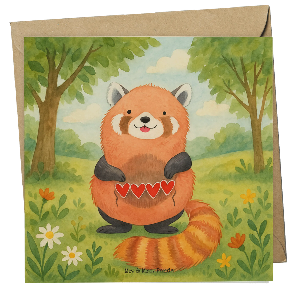 Deluxe Karte Roter Panda Design Karte, Grußkarte, Klappkarte, Einladungskarte, Glückwunschkarte, Hochzeitskarte, Geburtstagskarte, Hochwertige Grußkarte, Hochwertige Klappkarte, Tiermotive, Gute Laune, lustige Sprüche, Tiere, Panda, Liebe, Rot, Herz, Liebling, Lieblingsmensch