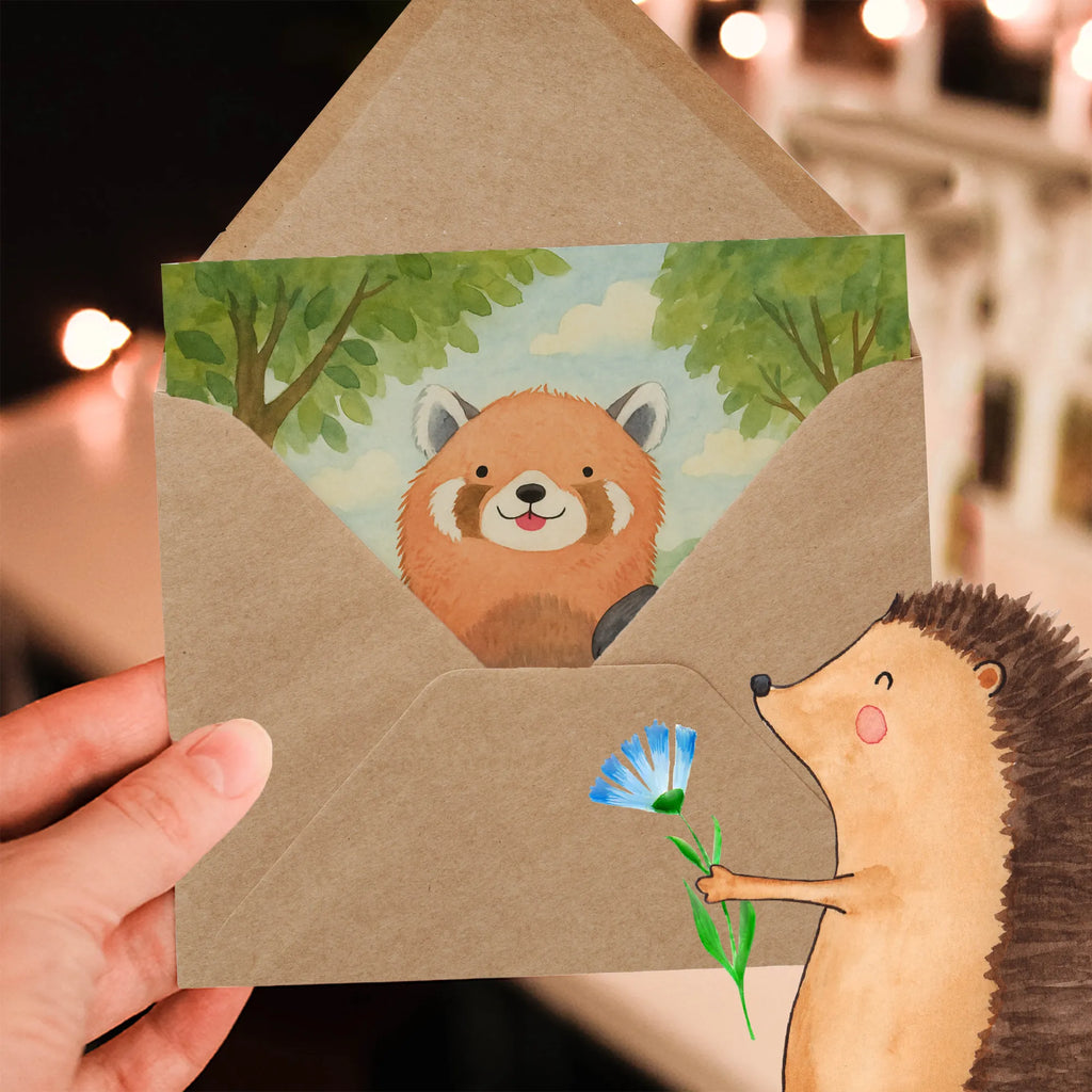 Deluxe Karte Roter Panda Design Karte, Grußkarte, Klappkarte, Einladungskarte, Glückwunschkarte, Hochzeitskarte, Geburtstagskarte, Hochwertige Grußkarte, Hochwertige Klappkarte, Tiermotive, Gute Laune, lustige Sprüche, Tiere, Panda, Liebe, Rot, Herz, Liebling, Lieblingsmensch