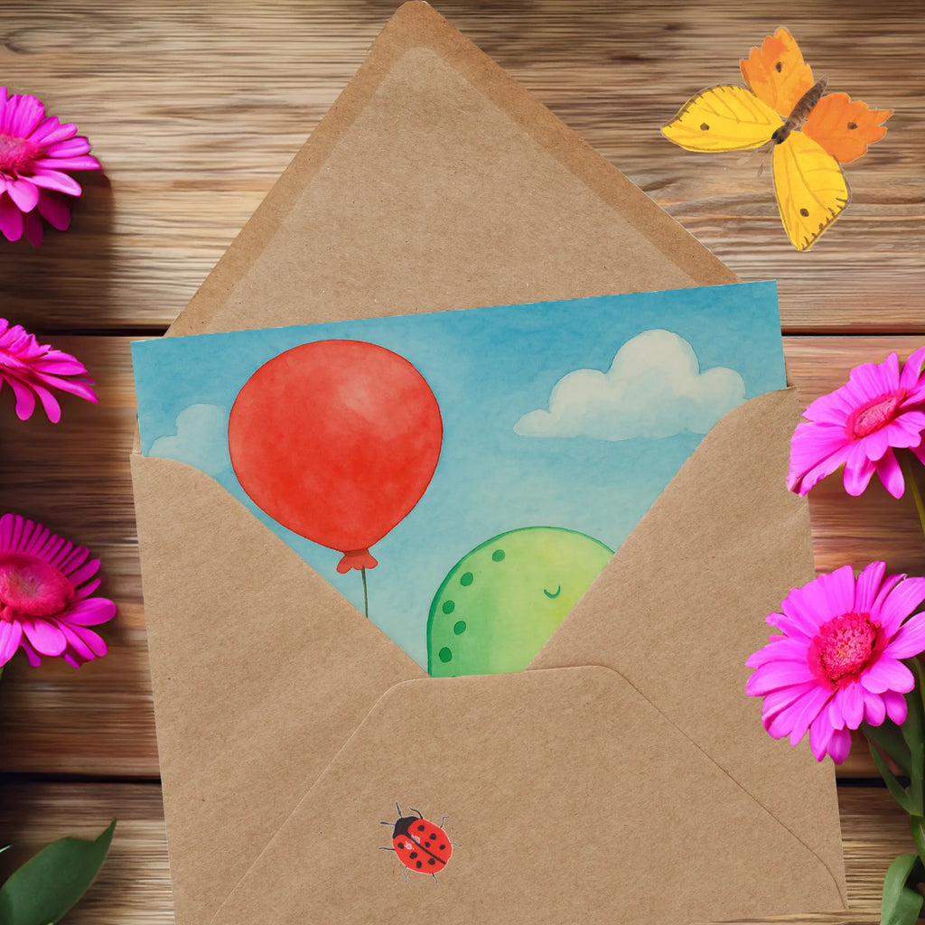 Deluxe Karte Schildkröte Luftballon Design Karte, Grußkarte, Klappkarte, Einladungskarte, Glückwunschkarte, Hochzeitskarte, Geburtstagskarte, Hochwertige Grußkarte, Hochwertige Klappkarte, Schildkröte, Schildkröten, Mutausbruch, Motivation, Motivationsspruch