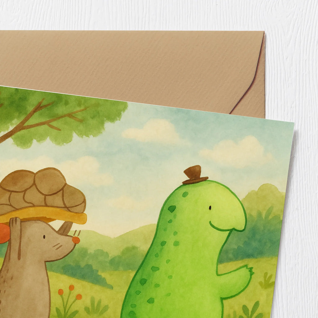 Deluxe Karte Schildkröte Maus Design Karte, Grußkarte, Klappkarte, Einladungskarte, Glückwunschkarte, Hochzeitskarte, Geburtstagskarte, Hochwertige Grußkarte, Hochwertige Klappkarte, Schildkröte, Maus, Freunde, Freundinnen, beste Freunde, beste Freundinnen