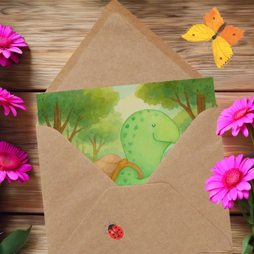 Deluxe Karte Schildkröte Wanderer Design Karte, Grußkarte, Klappkarte, Einladungskarte, Glückwunschkarte, Hochzeitskarte, Geburtstagskarte, Hochwertige Grußkarte, Hochwertige Klappkarte, Schildkröte, Schildkröten, Motivation, Motivationsspruch, Motivationssprüche, Neuanfang