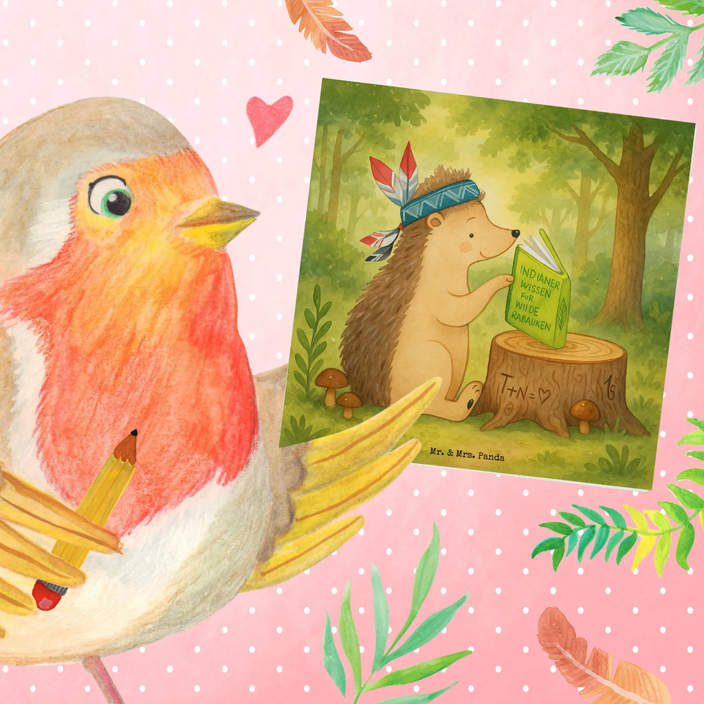 Deluxe Karte Igel Federschmuck Design Karte, Grußkarte, Klappkarte, Einladungskarte, Glückwunschkarte, Hochzeitskarte, Geburtstagskarte, Hochwertige Grußkarte, Hochwertige Klappkarte, Waldtiere, Tiere, Igel, Indianer, Abenteuer, Lagerfeuer, Camping