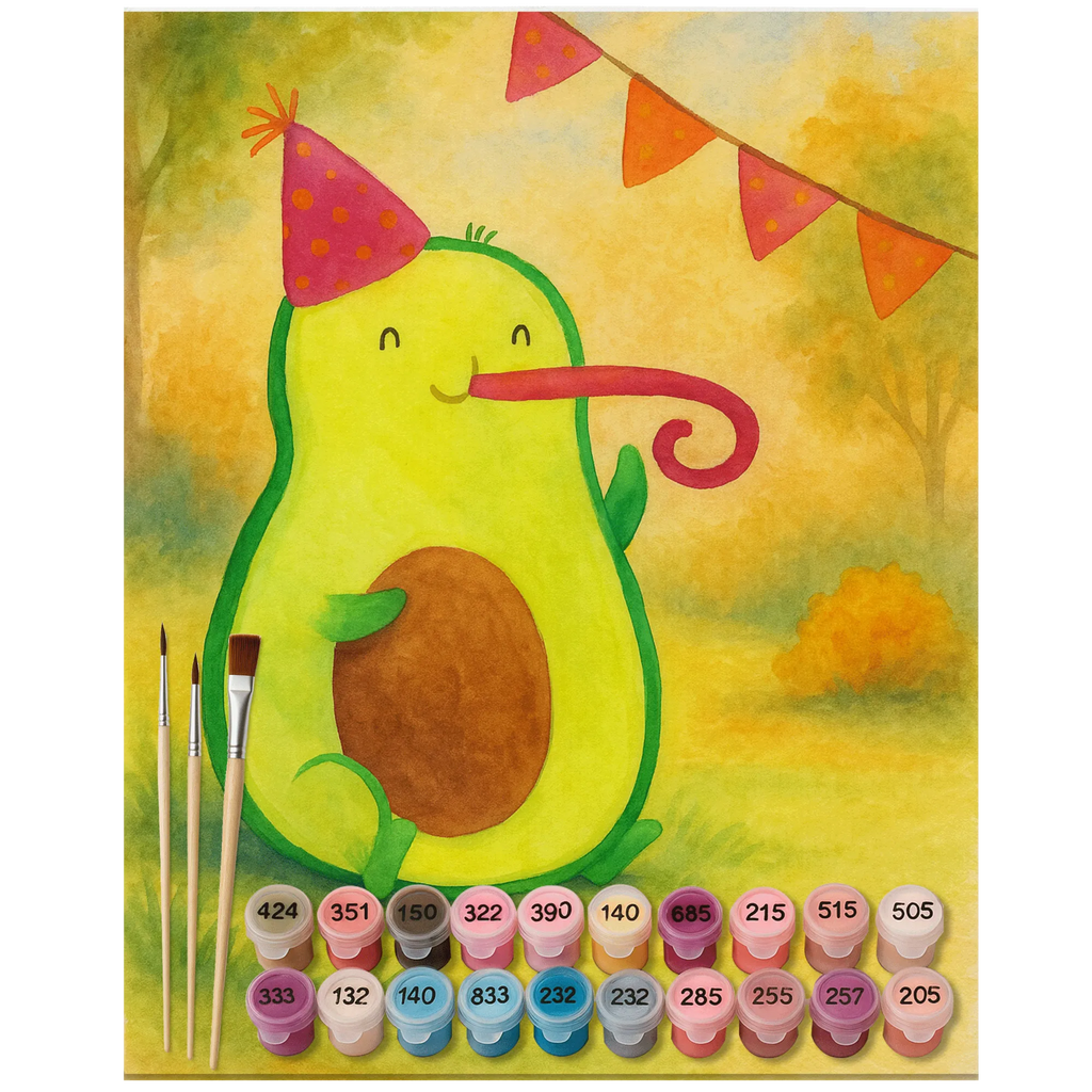Malen nach Zahlen Avocado Geburtstag Design Malen nach Zahlen, Malen, Künstler, DIY, Baseln, Ausmalbild, Kreativität, Bastelidee, Kunstwerk, Avocado, Veggie, Vegan, Gesund