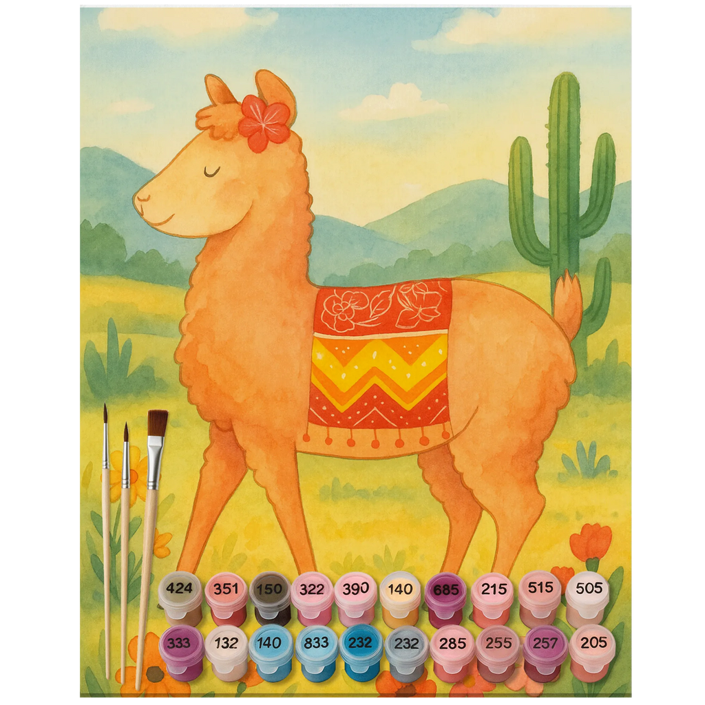 Paint by Numbers alpaca Proud Design Baseln, Kunstwerk, Bastelidee, Kreativität, Künstler, Malen, DIY, Ausmalbild, Malen nach Zahlen, Alpaka, Lama