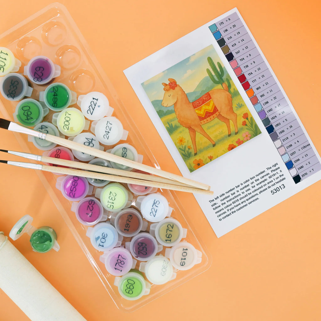 Paint by Numbers alpaca Proud Design Baseln, Kunstwerk, Bastelidee, Kreativität, Künstler, Malen, DIY, Ausmalbild, Malen nach Zahlen, Alpaka, Lama