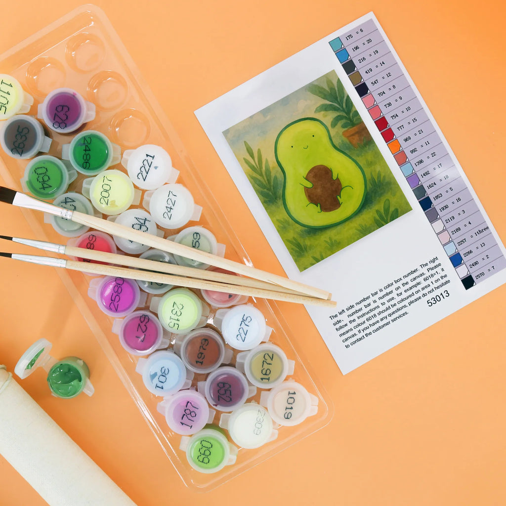 Malowanie według numerów Awokado pestka Design Malen nach Zahlen, Bastelidee, Künstler, Malen, Kunstwerk, Baseln, DIY, Ausmalbild, Kreativität, Avocado, Veggie, Vegan, Gesund, Spruch Leben, Kern, Avocadokern, Pflanze, Avokado