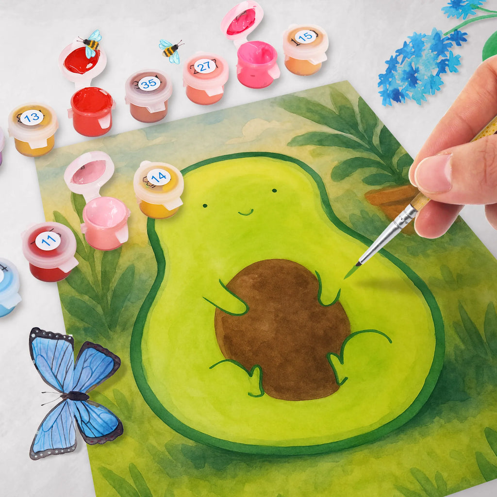 Malowanie według numerów Awokado pestka Design Malen nach Zahlen, Bastelidee, Künstler, Malen, Kunstwerk, Baseln, DIY, Ausmalbild, Kreativität, Avocado, Veggie, Vegan, Gesund, Spruch Leben, Kern, Avocadokern, Pflanze, Avokado