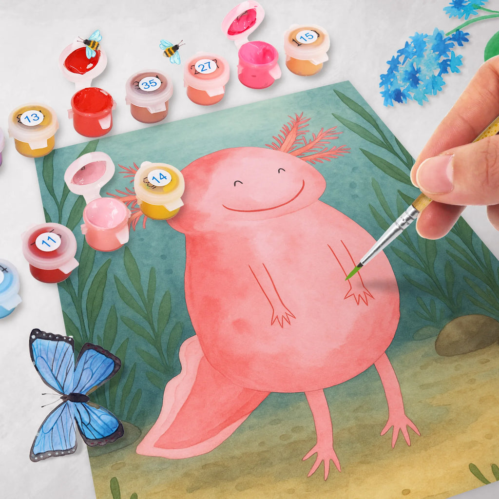 Malen nach Zahlen Axolotl Glücklich Design Malen nach Zahlen, Bastelidee, Baseln, Kunstwerk, Ausmalbild, Kreativität, Künstler, DIY, Malen, Axolotl, Molch, Lurche, Motivation, Axolot, Schwanzlurch, gute Laune, Lurch