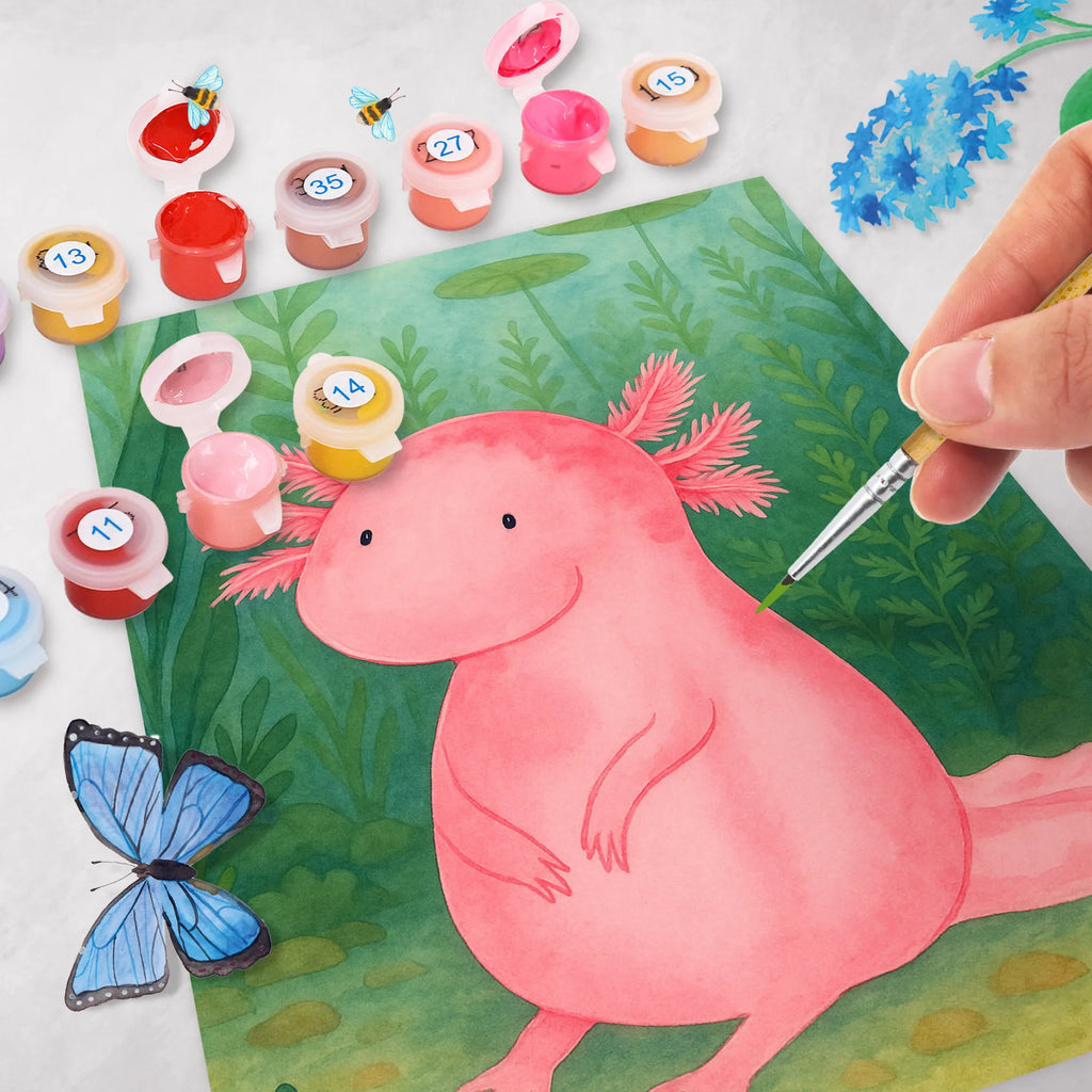 Malen nach Zahlen Axolotl Niedlich Design Baseln, DIY, Ausmalbild, Malen, Malen nach Zahlen, Bastelidee, Kunstwerk, Künstler, Kreativität, Axolotl, Molch, zufrieden, Liebe, Weisheit, Lebensweisheit, Lebensstil, Freundin, Axolot, fröhlich, vergnügt