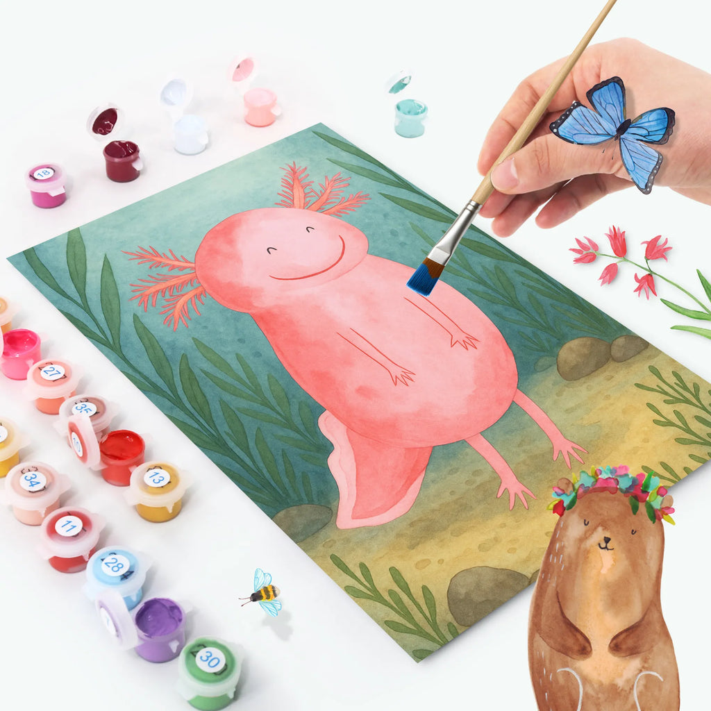 Malen nach Zahlen Axolotl Glücklich Design Malen nach Zahlen, Bastelidee, Baseln, Kunstwerk, Ausmalbild, Kreativität, Künstler, DIY, Malen, Axolotl, Molch, Lurche, Motivation, Axolot, Schwanzlurch, gute Laune, Lurch