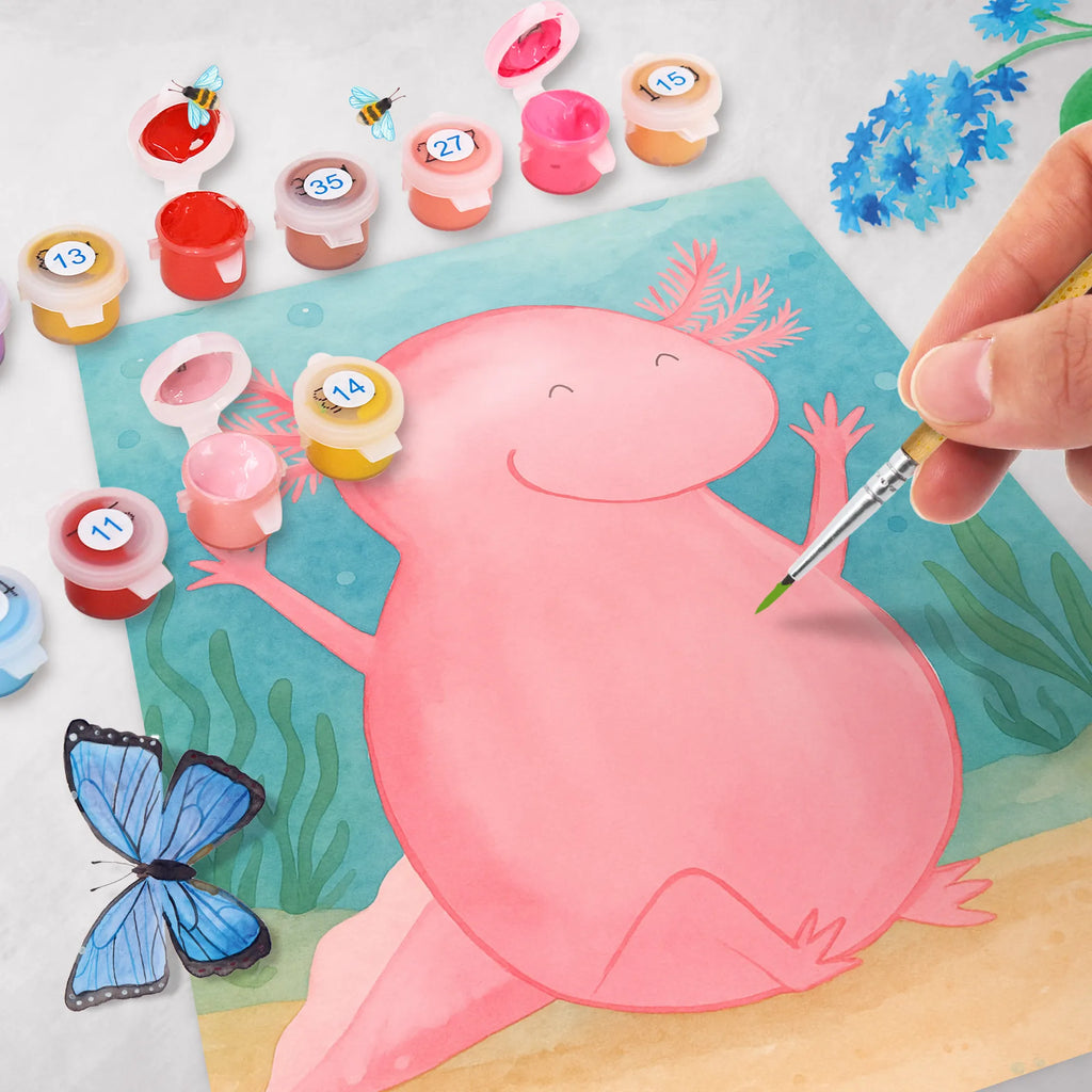 Paint by Numbers axolotl Hooray Design Kunstwerk, Baseln, DIY, Malen, Malen nach Zahlen, Ausmalbild, Künstler, Kreativität, Bastelidee, Axolotl, Molch, Motivation, Lurch, Axolot, Spaß, fröhlich, Freude, Lurche, Schwanzlurch, Zufriedenheit