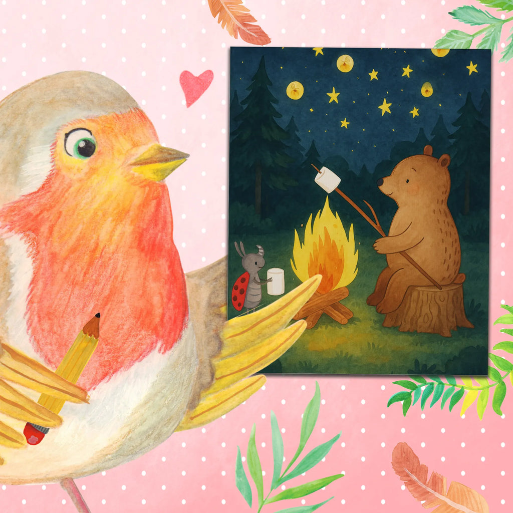 Paint by Numbers Bear & Ladybird campfire Design bear, teddy, teddy bear, cuddly toy, Campfire