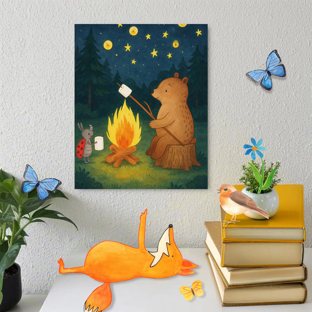 Paint by Numbers Bear & Ladybird campfire Design bear, teddy, teddy bear, cuddly toy, Campfire