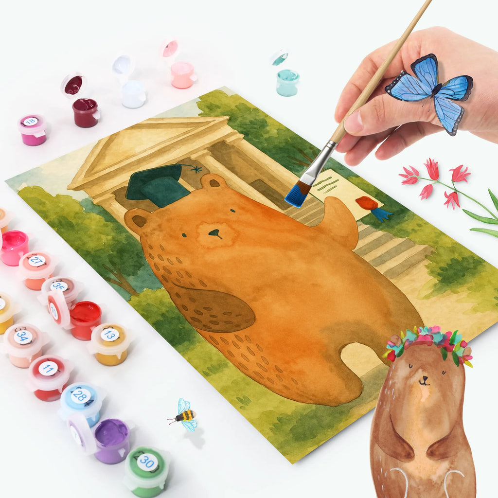 Paint by Numbers bear Test Design bear, teddy, teddy bear, cuddly toy, examinations, certificate, degree, diploma, Abitur, examination passed
