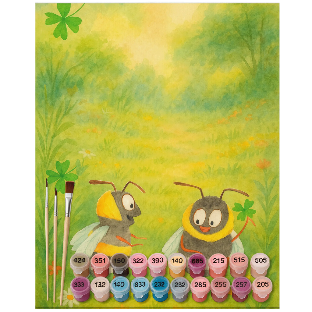 Paint by Numbers bumblebees shamrock Design Künstler, Kreativität, Malen nach Zahlen, Baseln, DIY, Kunstwerk, Malen, Bastelidee, Ausmalbild, Tiermotive, Gute Laune, lustige Sprüche, Tiere, Spruch positiv, Hummel, Biene Deko, glücklich werden, Biene, Spruch schön, Spruch fröhlich, glücklich sein