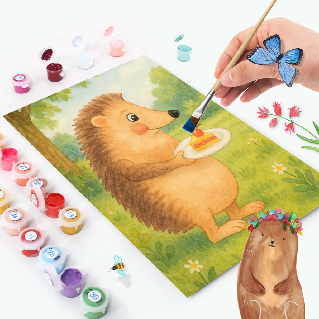 Paint by Numbers Hedgehog piece of cake Design Kunstwerk, Malen, Kreativität, Ausmalbild, DIY, Malen nach Zahlen, Künstler, Bastelidee, Baseln, Tiermotive, Gute Laune, lustige Sprüche, Tiere, Einladung Party, Essen Spruch, Kuchen, Kuchen backen, Igel, Backen Geschenk, Torte, Geburtstagskuchen