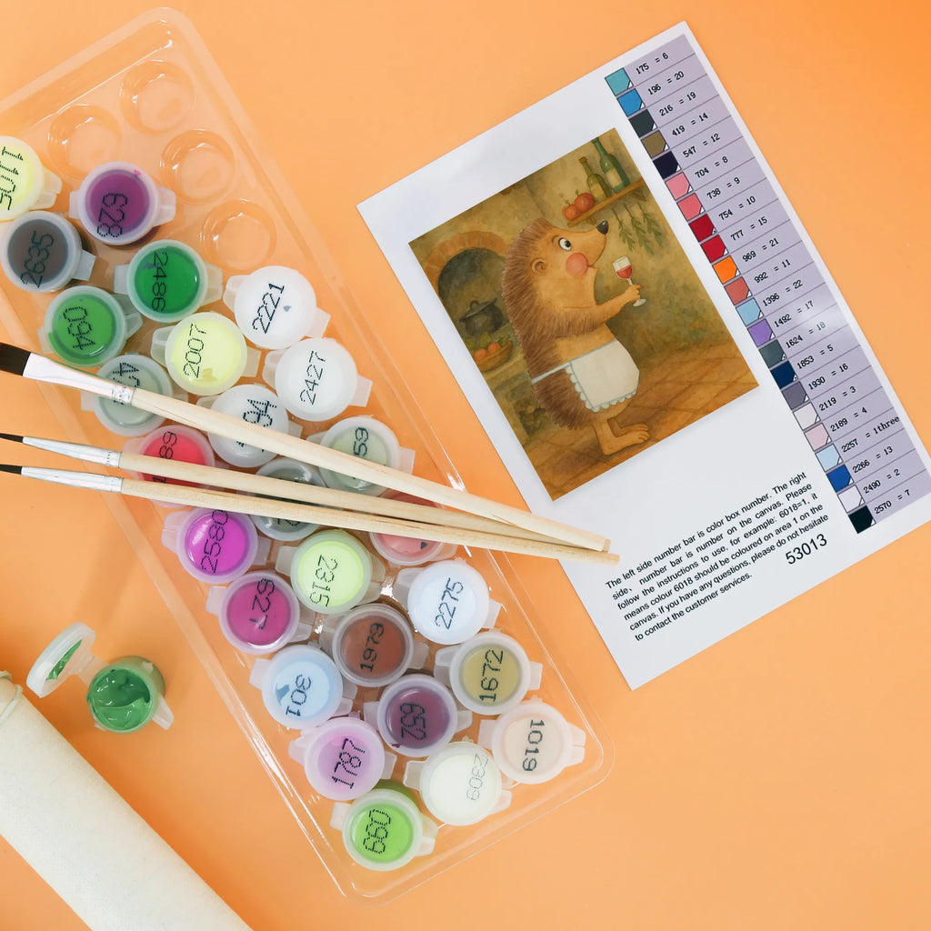 Paint by Numbers Hedgehog wine Design DIY, Künstler, Ausmalbild, Baseln, Malen, Malen nach Zahlen, Kreativität, Kunstwerk, Bastelidee, Tiermotive, Gute Laune, lustige Sprüche, Tiere, Weinglas, Geschenk Weinliebhaber, Rotwein, Weißwein, Wein Deko, Wein Spruch, Geschenk Weintrinker, Igel, Wein trinken