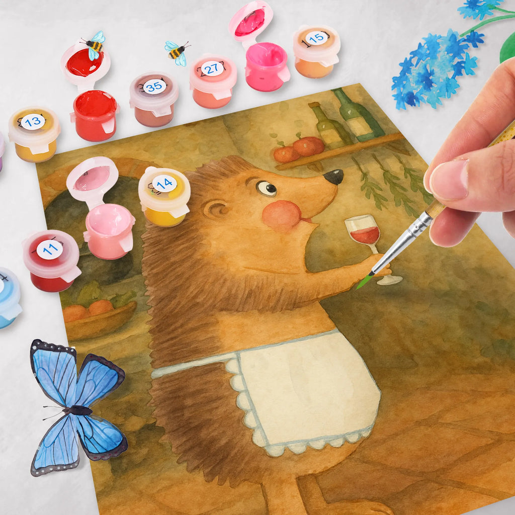 Paint by Numbers Hedgehog wine Design DIY, Künstler, Ausmalbild, Baseln, Malen, Malen nach Zahlen, Kreativität, Kunstwerk, Bastelidee, Tiermotive, Gute Laune, lustige Sprüche, Tiere, Weinglas, Geschenk Weinliebhaber, Rotwein, Weißwein, Wein Deko, Wein Spruch, Geschenk Weintrinker, Igel, Wein trinken