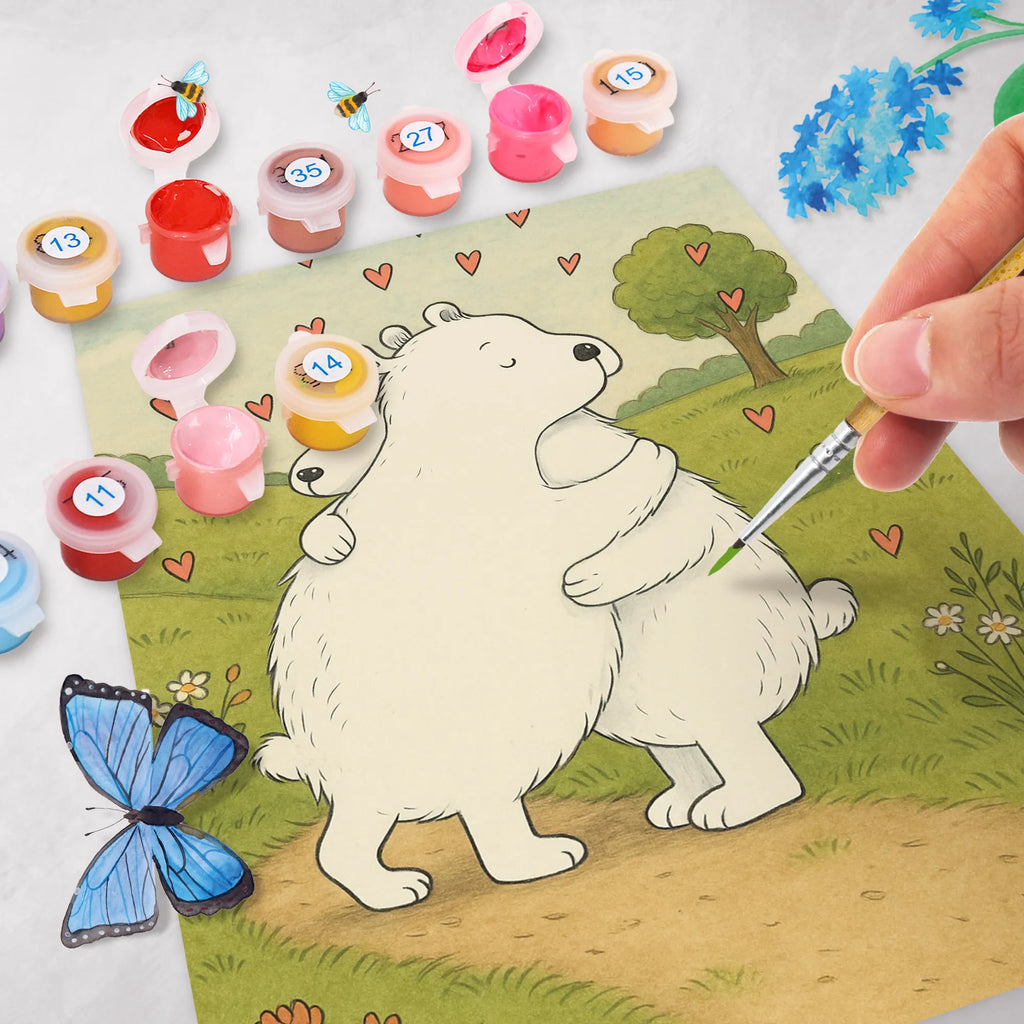 Malowanie według numerów Niedźwiedź polarny obejmować Design Ausmalbild, Kreativität, Bastelidee, Kunstwerk, DIY, Malen, Malen nach Zahlen, Baseln, Künstler, Tiermotive, Gute Laune, lustige Sprüche, Tiere