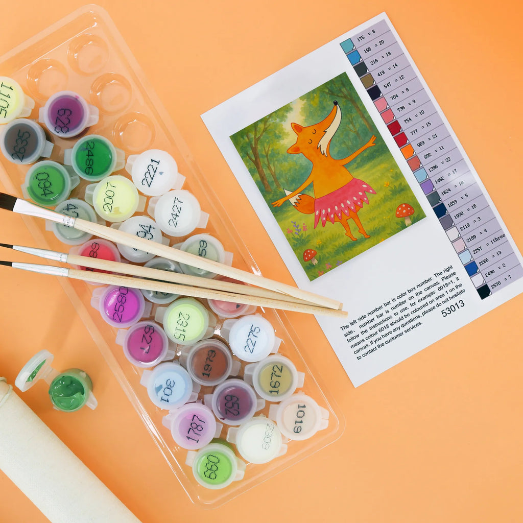 Paint by Numbers Fox ballerina Design Künstler, Baseln, DIY, Kreativität, Malen, Kunstwerk, Ausmalbild, Malen nach Zahlen, Bastelidee, Fuchs, Ballett, Ballerina, Tanzen, Einladung, Füchse, Füchsin, Tänzerin, Fuchs Spruch, Party, Geburtstag